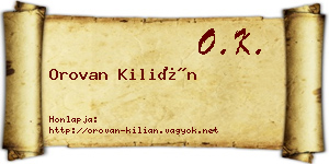 Orovan Kilián névjegykártya